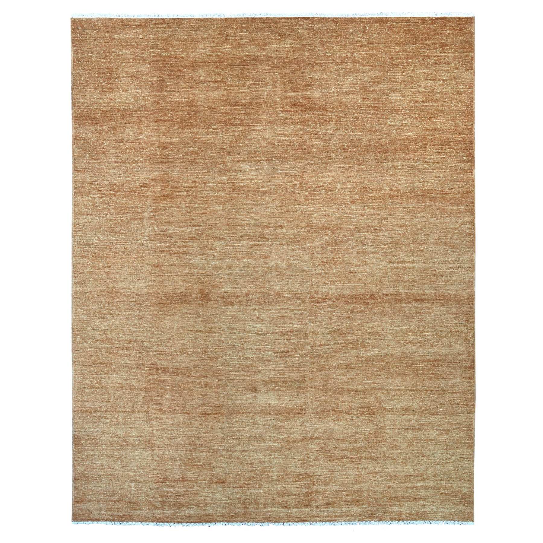7'10"x9'10" Copper Brown, Plain Solid Pattern, Hand Knotted, Hand Spun Ghazni Wool, Lush and Plush, Oriental Rug 